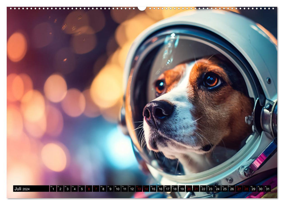 Hunde im Weltall (CALVENDO Premium Wandkalender 2024)