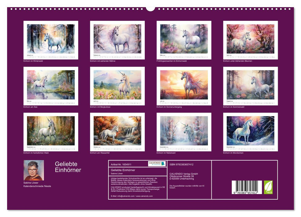 Licornes bien-aimées (Calendrier mural CALVENDO Premium 2024) 