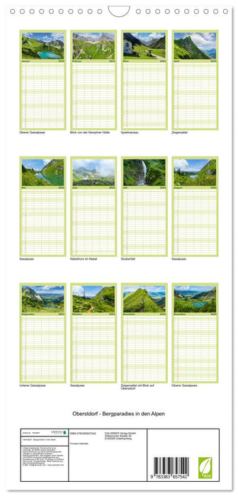 Oberstdorf - paradis des montagnes dans les Alpes (Agenda familial CALVENDO 2024) 