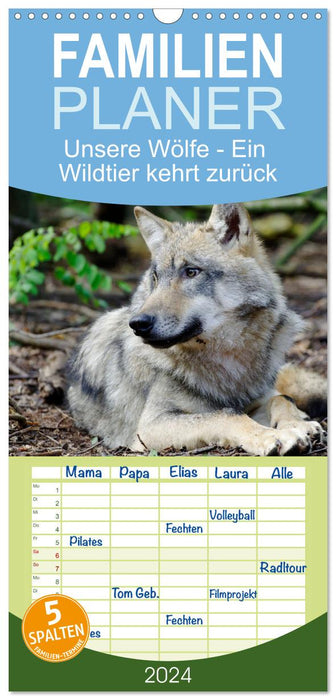 Nos loups - Un animal sauvage revient (Agenda familial CALVENDO 2024) 