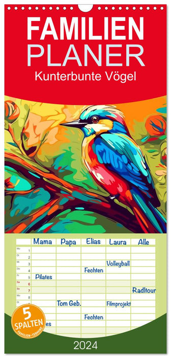 Oiseaux colorés (Agenda familial CALVENDO 2024) 