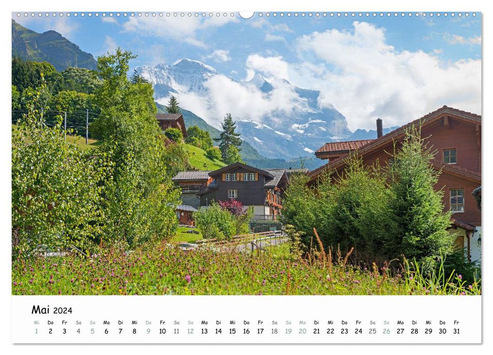 Fascination de l'Oberland bernois 2024 - envie de voyager et vues des sommets (Calendrier mural CALVENDO Premium 2024) 