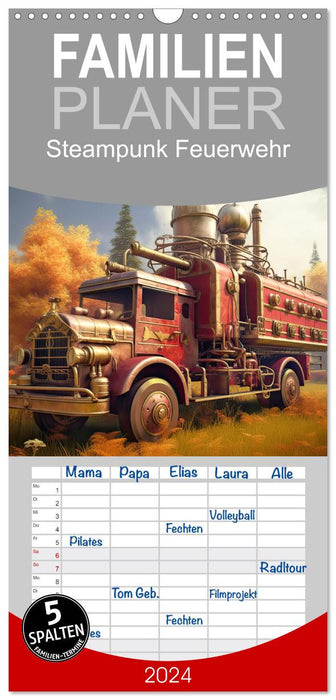 Steampunk Feuerwehr (CALVENDO Familienplaner 2024)