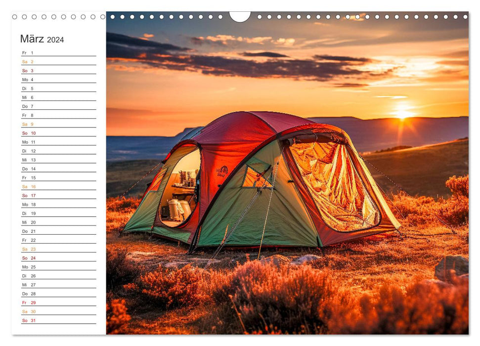 Camping avec tente (Calendrier mural CALVENDO 2024) 