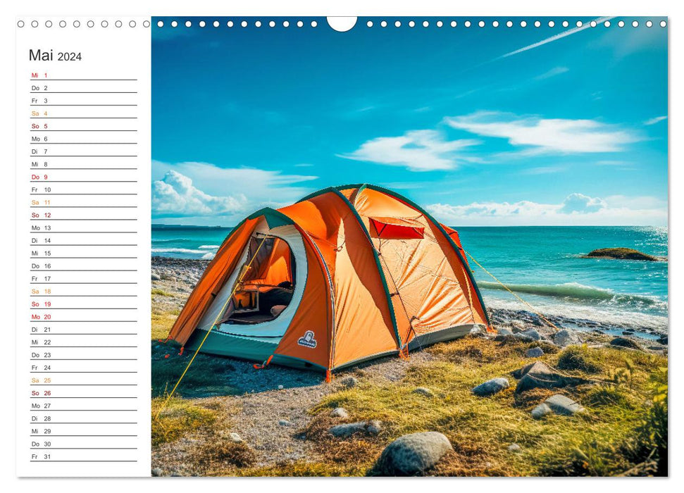 Camping avec tente (Calendrier mural CALVENDO 2024) 
