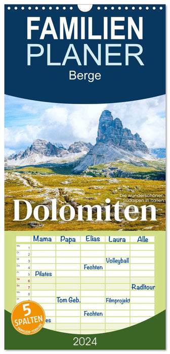 Dolomiten - Die wunderschönen Südalpen in Italien. (CALVENDO Familienplaner 2024)