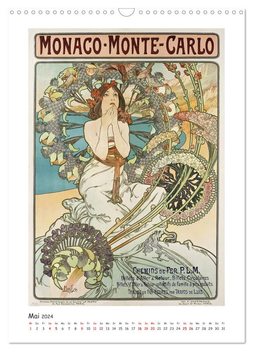 Alfons Mucha - Eine Hommage in zwölf Monaten (CALVENDO Wandkalender 2024)