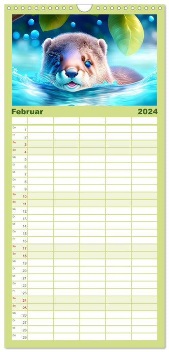 Niedliche Fischotter begleiten dich durch das Jahr (CALVENDO Familienplaner 2024)