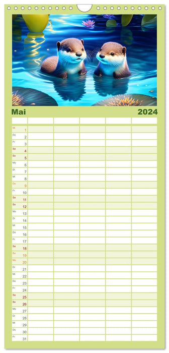 Niedliche Fischotter begleiten dich durch das Jahr (CALVENDO Familienplaner 2024)
