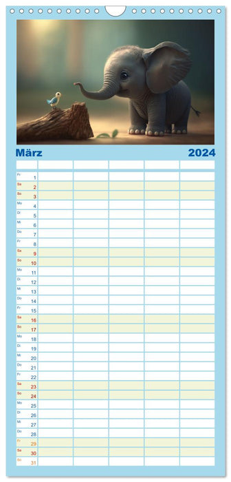 Die lustigen Dickhäuter. Ein Kalender für gute Laune (CALVENDO Familienplaner 2024)