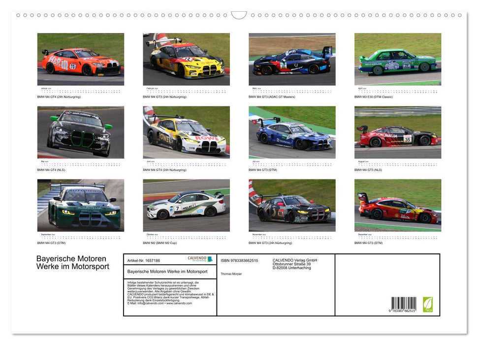 Bavarian Motor Works in Motorsport (CALVENDO Wall Calendar 2024) 