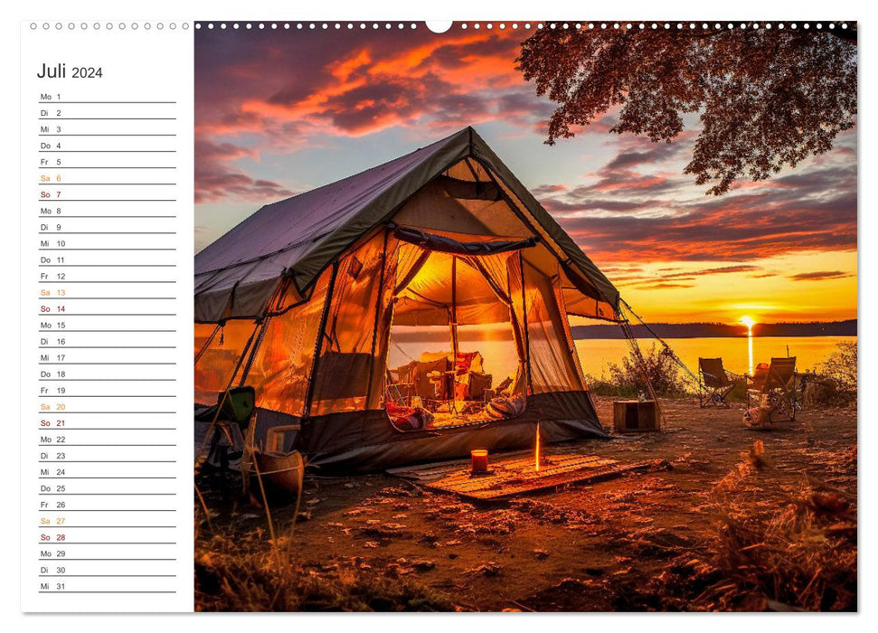 Camping mit dem Zelt (CALVENDO Premium Wandkalender 2024)