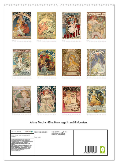 Alfons Mucha - Eine Hommage in zwölf Monaten (CALVENDO Premium Wandkalender 2024)