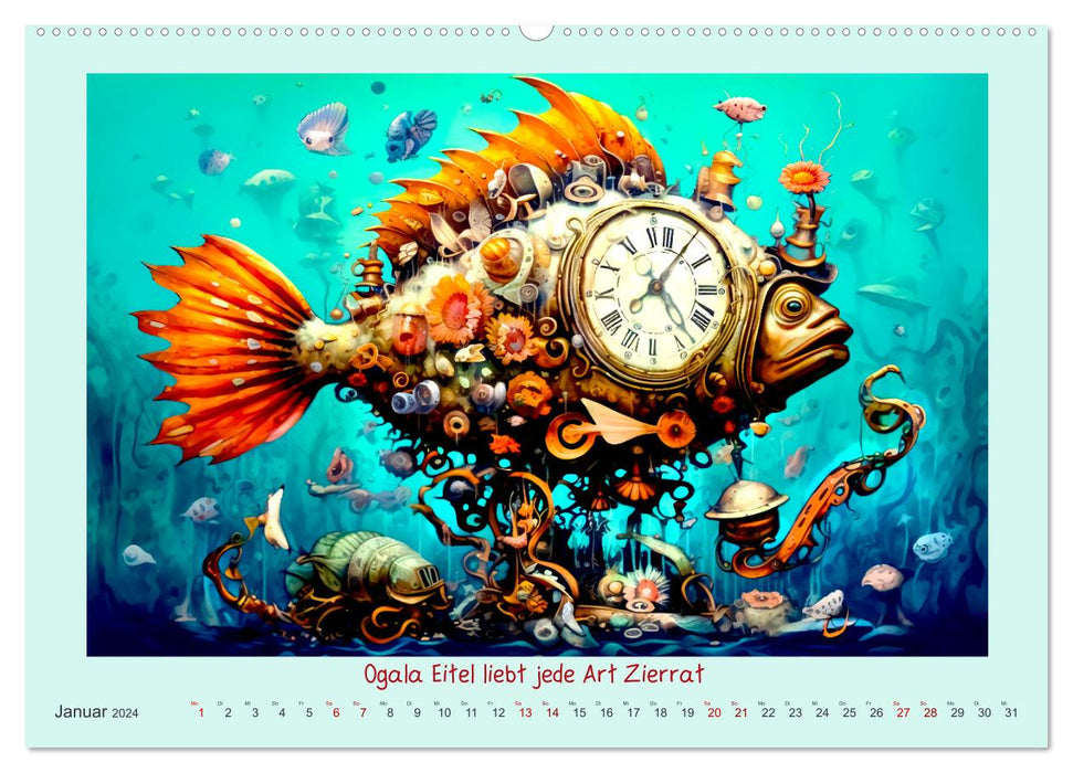 Die freundlichen Tiesee Cyborgs (CALVENDO Premium Wandkalender 2024)
