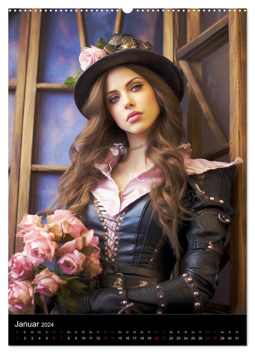 Steampunk. Fascinatingly beautiful female portraits (CALVENDO wall calendar 2024) 