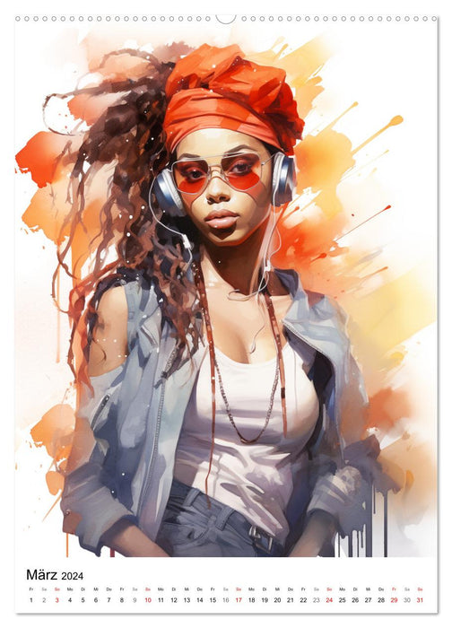Des filles hip-hop. Expressions rythmiques (Calendrier mural CALVENDO 2024) 