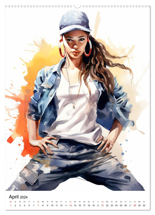 Des filles hip-hop. Expressions rythmiques (Calendrier mural CALVENDO Premium 2024) 