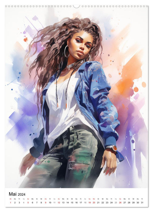 Des filles hip-hop. Expressions rythmiques (Calendrier mural CALVENDO Premium 2024) 