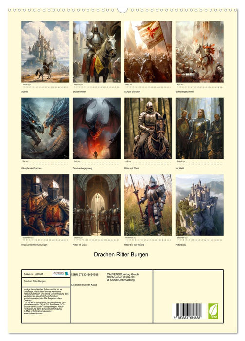 Châteaux des chevaliers dragons (Calvendo Premium Calendrier mural 2024) 