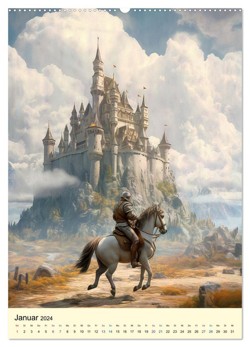 Châteaux des chevaliers dragons (Calvendo Premium Calendrier mural 2024) 