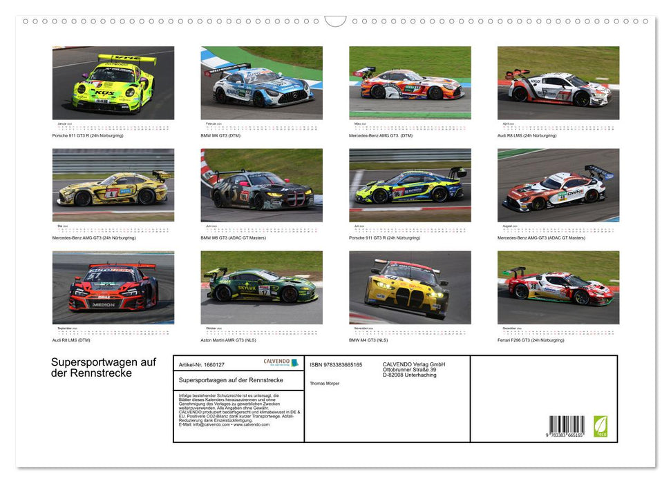 Super sports cars on the racetrack (CALVENDO wall calendar 2024) 