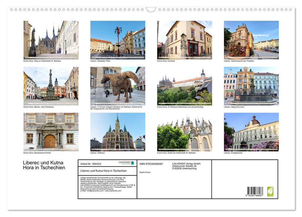 Liberec and Kutna Hora in the Czech Republic (CALVENDO wall calendar 2024) 