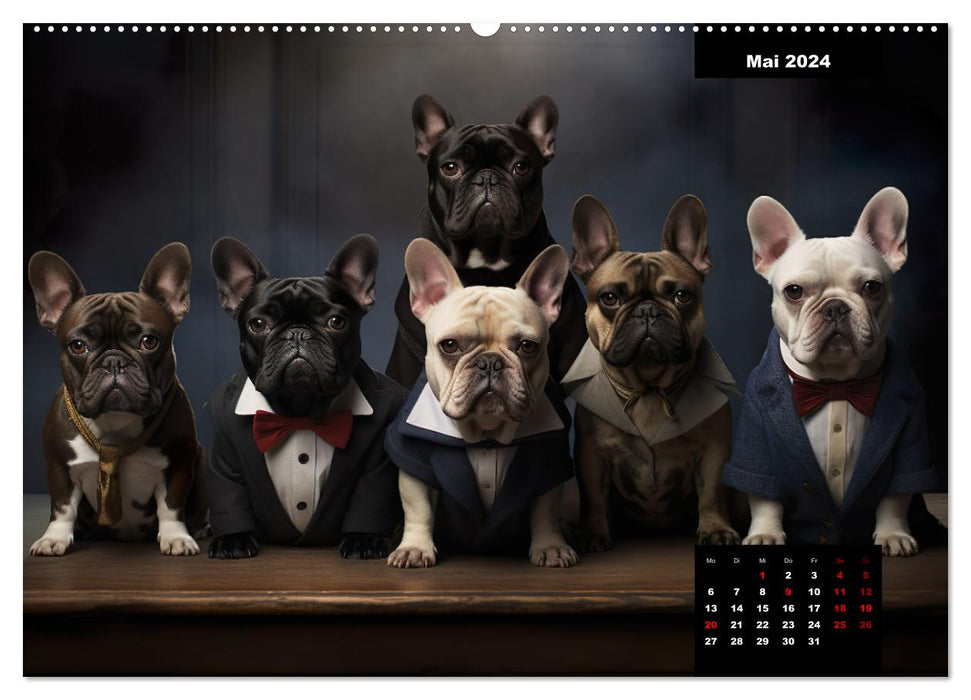 Französische Bulldogge KI Digiart (CALVENDO Premium Wandkalender 2024)