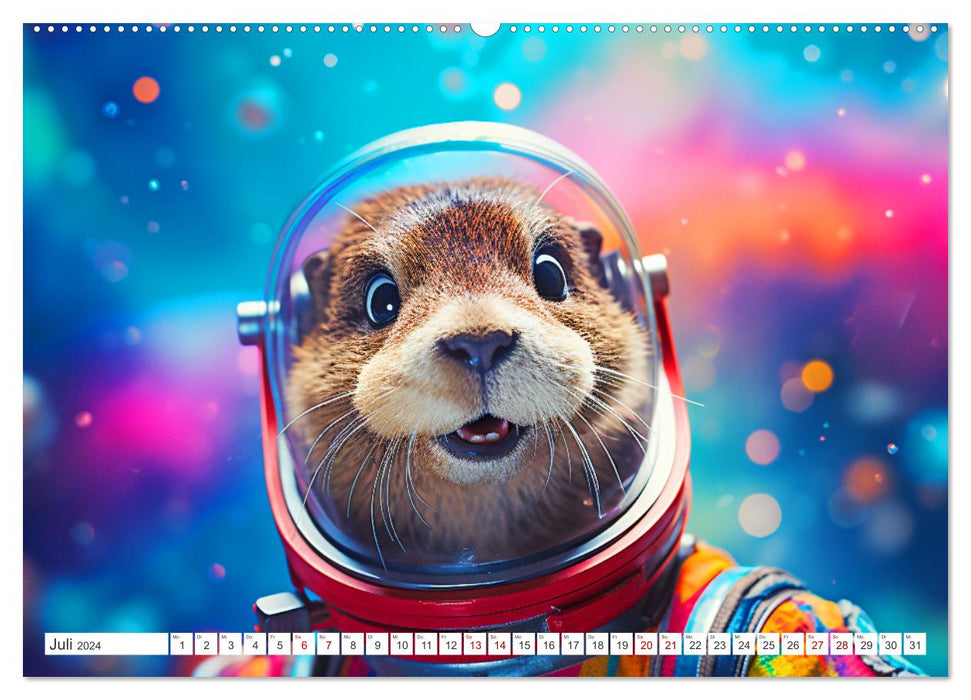 Tiere erobern den Weltraum (CALVENDO Premium Wandkalender 2024)