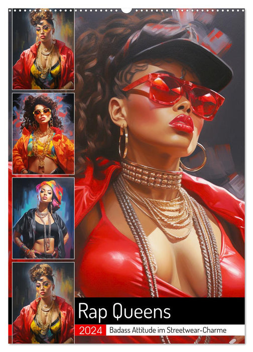 Rap queens. Badass attitude in streetwear charm (CALVENDO wall calendar 2024) 