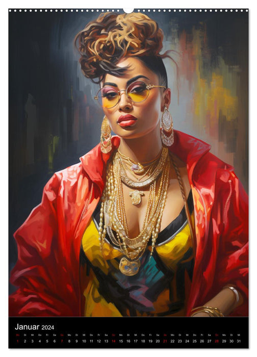 Les reines du rap. Attitude badass au charme streetwear (calendrier mural CALVENDO 2024) 