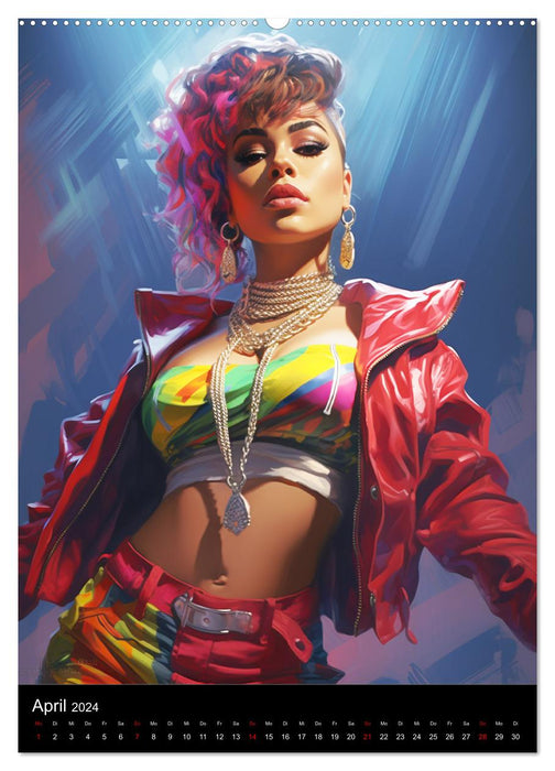 Les reines du rap. Attitude badass au charme streetwear (calendrier mural CALVENDO 2024) 