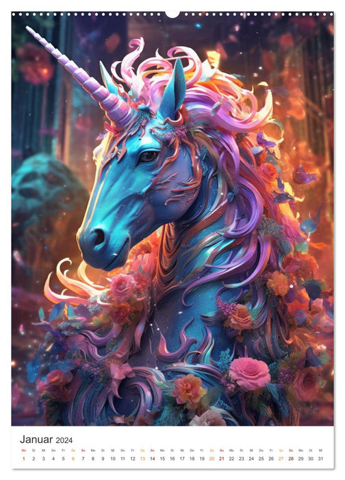 Licornes majestueuses (Calendrier mural CALVENDO Premium 2024) 