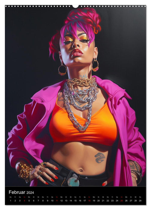 Les reines du rap. Attitude badass avec charme streetwear (Calvendo Premium Wall Calendar 2024) 