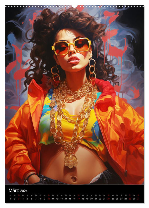 Rap queens. Badass attitude with streetwear charm (CALVENDO Premium Wall Calendar 2024) 