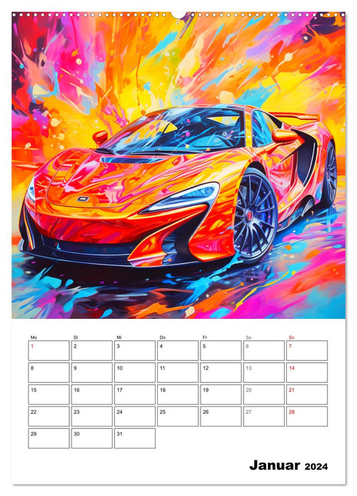 Sports Car Paintings (CALVENDO Wall Calendar 2024) 