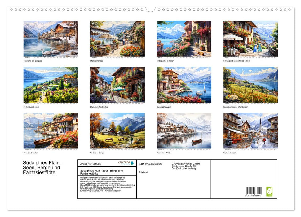 Südalpines Flair - Seen, Berge und Fantasiestädte (CALVENDO Wandkalender 2024)