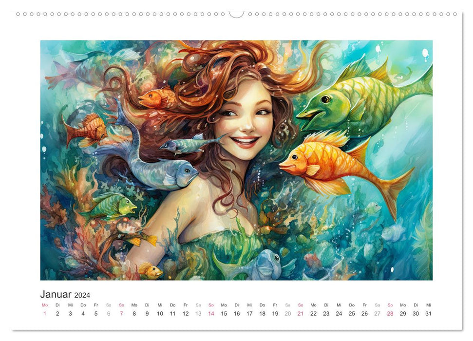 Liebliche Meerjungfrauen (CALVENDO Premium Wandkalender 2024)