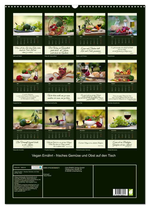 Vegan Ernährt - frisches Gemüse und Obst auf den Tisch (CALVENDO Wandkalender 2024)