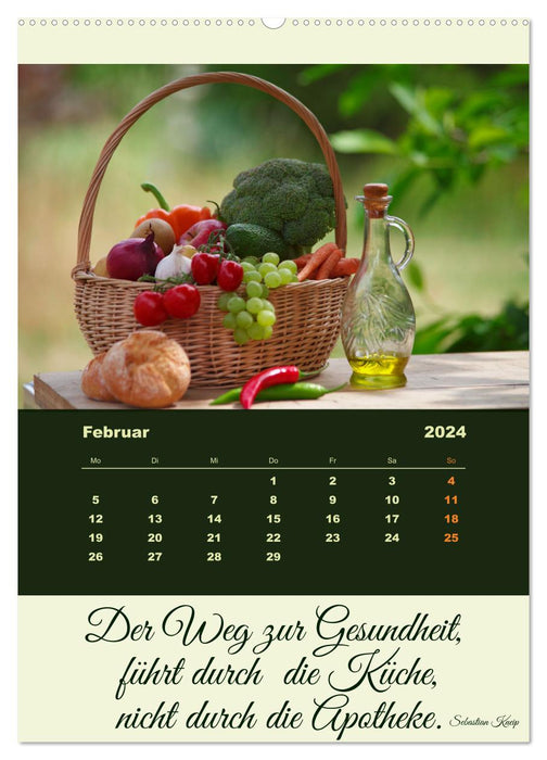 Vegan diet - fresh vegetables and fruit on the table (CALVENDO Premium Wall Calendar 2024) 
