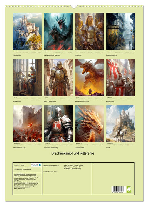 Dragon fight and knight honor (CALVENDO wall calendar 2024) 