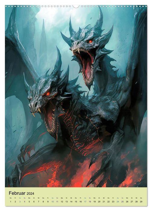 Dragon fight and knight honor (CALVENDO wall calendar 2024) 