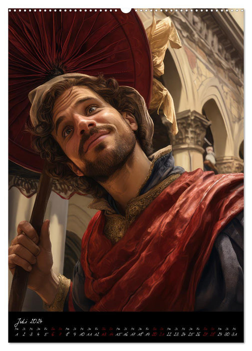 Selfies médiévaux (Calendrier mural CALVENDO Premium 2024) 