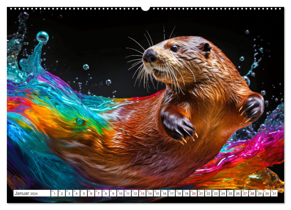Farbsplash in der Tierwelt (CALVENDO Wandkalender 2024)