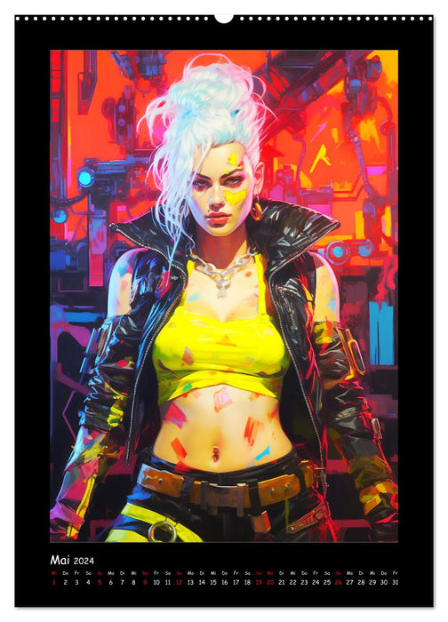Cyberpunk. Futuristic heroines (CALVENDO wall calendar 2024) 