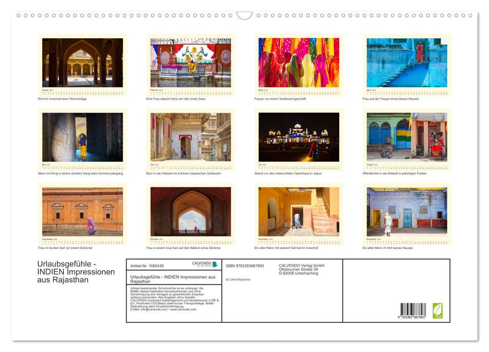 Urlaubsgefühle - INDIEN Impressionen aus Rajasthan (CALVENDO Wandkalender 2024)