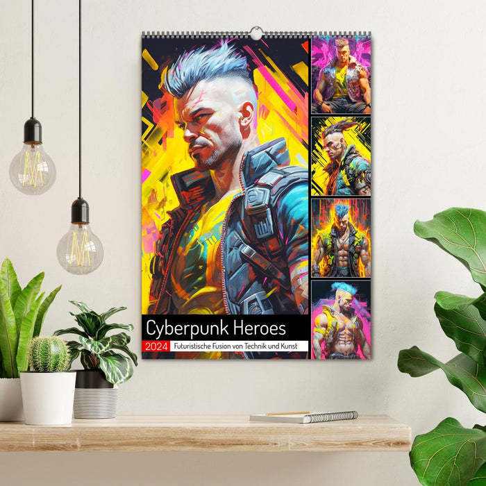 Cyberpunk Heroes. Futuristische Fusion von Technik und Kunst (CALVENDO Wandkalender 2024)