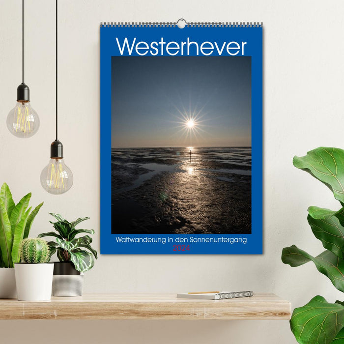 Westerhever - mudflat hike into the sunset (CALVENDO wall calendar 2024) 