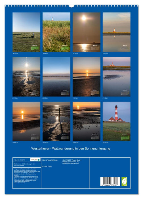 Westerhever - Wattwanderung in den Sonnenuntergang (CALVENDO Premium Wandkalender 2024)