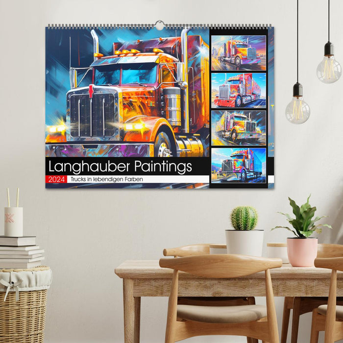 Langhauber Paintings. Trucks in lebendigen Farben (CALVENDO Wandkalender 2024)
