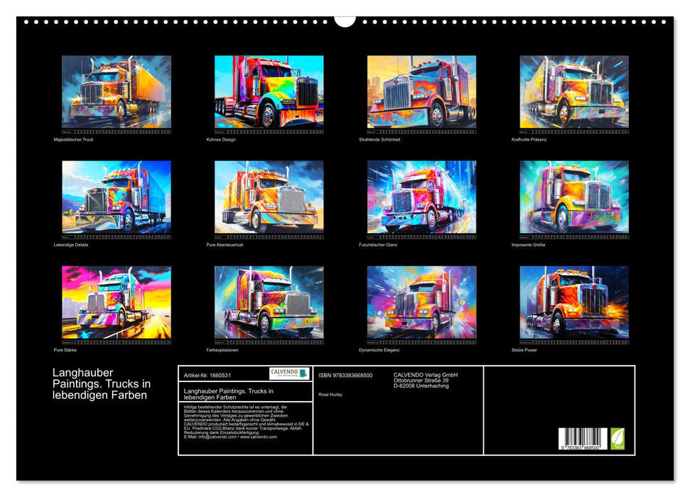 Long-hooded paintings. Trucks in vibrant colors (CALVENDO wall calendar 2024) 